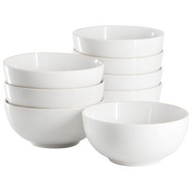 Gibson Home Ogalla 8 Piece Fine Ceramic 6 Inch 22 Ounce Cereal Bowl Set in White with Gold Rim