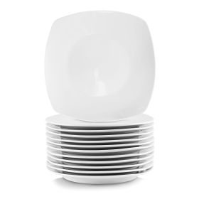 Elama 12 Piece Square Porcelain Large Dinner Plates in White