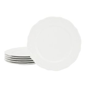 Elama Henryi 6 Piece 8.75 Inch Porcelain Salad Plate Set in White