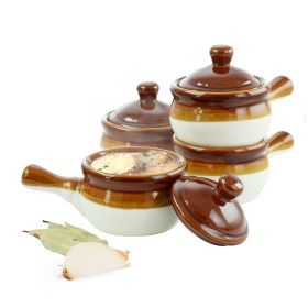 Elama 4 Piece Long Handle 15 Ounce French Onion Soup Bowl with Lid