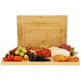 MegaChef 3 Piece Bamboo Cutting, Prep and Serving Boards