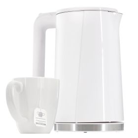 MegaChef 1.8 Quart Stainless Steel Electric Tea Kettle in White