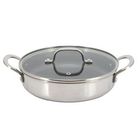Better Chef 10 Inch 3-Ply Stainless Steel Nonstick Deep Fry Pan with Lid in Silver