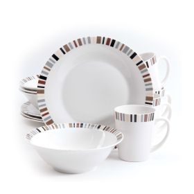 Gibson 12 Piece Lanvale Fine Ceramic Dinnerware Set For 4