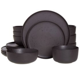 Studio 3B Mio 16 Piece Stoneware Dinnerware Set in Pepper With Reactive Glaze