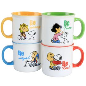 Peanuts Gentle Reminders Stoneware 4 Piece 21oz Mug Set in Assorted Designs