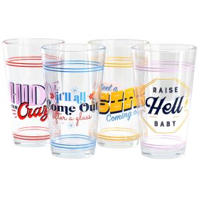 Wanda June Home by Miranda Lambert Honky Tonk 4 Piece 16.6oz Glass Tumbler Set in Multi