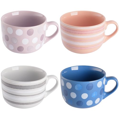 Mr. Coffee Cappuccino Bliss 4 Piece 23 Ounce Stoneware Latte Cup Set in Assorted Designs
