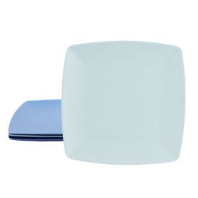 Gibson Home Grayson 4 Piece 8.5 Inch Square Melamine Dessert Plate Set in Assorted Blue