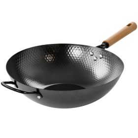 Oster Bressler 13.5in Nonstick Carbon Steel Wok with Wooden Handle
