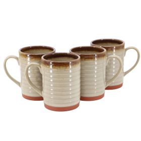 Gibson Home Terra Bella 4 Piece 18.5 Ounce Terracotta Mug Set in Smoke