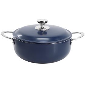 Oster Cartagena 3.8 Quart Nonstick Aluminum Caldero with Lid in Dark Blue