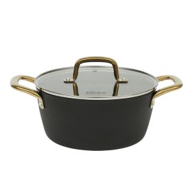 Oster Abbottsford 4.4 Quart Nonstick Aluminum Dutch Oven with Glass Lid in Black