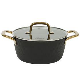 Oster Abbottsford 7 Quart Nonstick Aluminum Dutch Oven with Glass Lid in Black