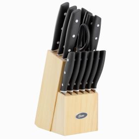 Oster Collister 15 Piece Stainless Steel Cutlery Set in Black with Soft Grip Handles