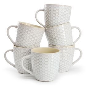 Elama Honeycomb 6 Piece 15 Ounce Mug Set in White