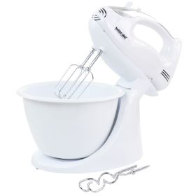 Better Chef 200 Watt Stand/Hand Mixer in White with Mixing Bowl