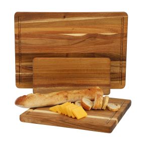 MegaChef 3 Piece Acacia Wood Cutting, Prep and Serving Boards