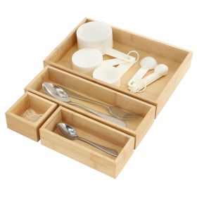 MegaChef 4 Piece Bamboo Storage and Organization Trays