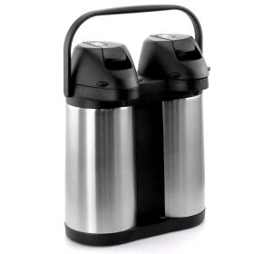 MegaChef Dual 2 Quart Stainless Steel Airpot, Hot Water Dispenser for Coffee and Tea