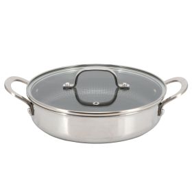 Better Chef 10 Inch 3-Ply Stainless Steel Nonstick Deep Fry Pan with Lid in Silver