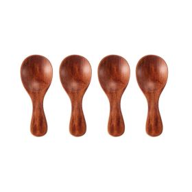 4Pcs Mini Wooden Spoons; Small Spice Condiment Spoon; Sugar Tea Coffee Scoop; Short Handle Wood Spoon; Jam Mustard Ice Cream Wood Spoons; Kitchen Gad (Color: Brown Color)